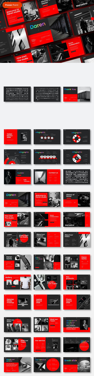 暗黑红色主题商业企业ppt模板 (PPTX)