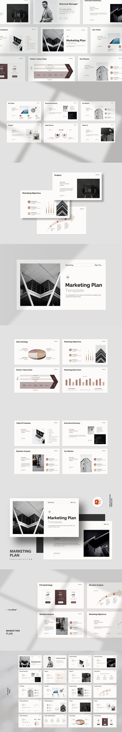 极简营销计划演示ppt模板 (PPTX)