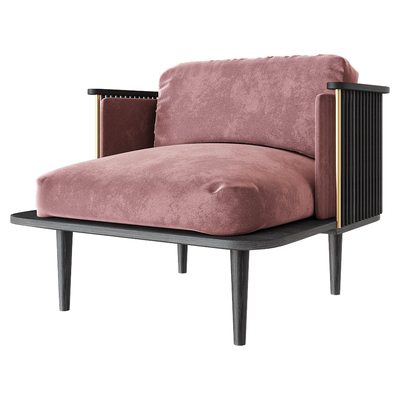 Manual mode Forest系列木质结构厚布艺软垫休闲扶手椅 单人沙发3D模型（OBJ,FBX,MAX）