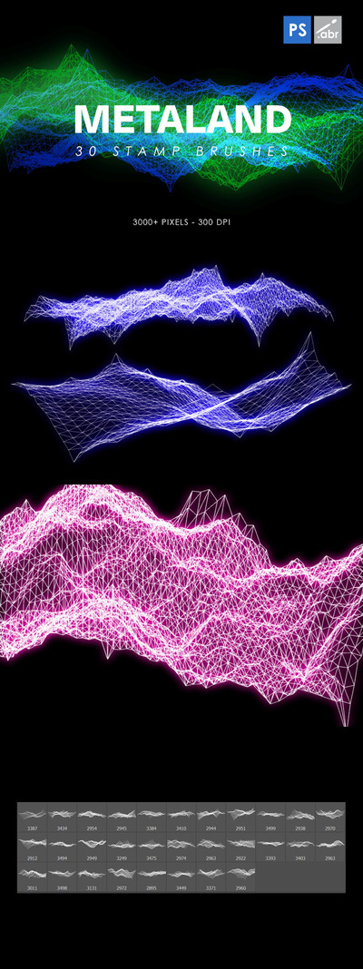 30个Metalandscape Photoshop图章画笔 (ABR)