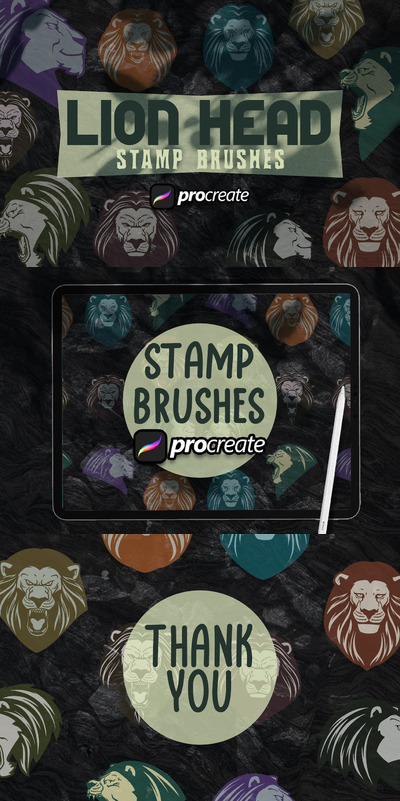 手绘Heraldic狮子procreate笔刷 (BRUSHSET)