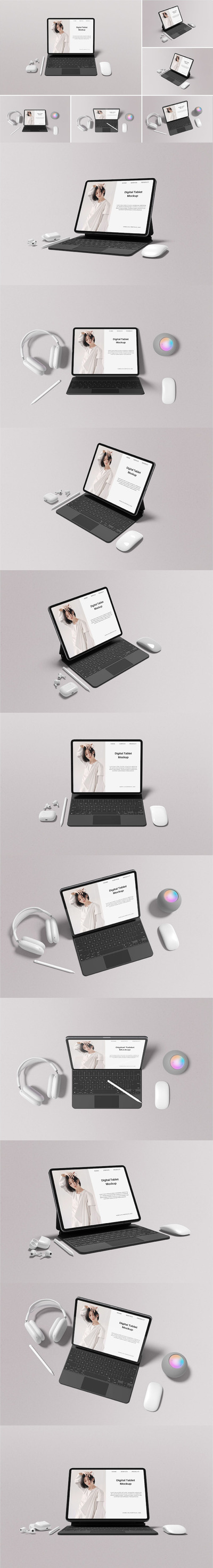 带键盘的iPad Pro平板电脑样机 (PSD)