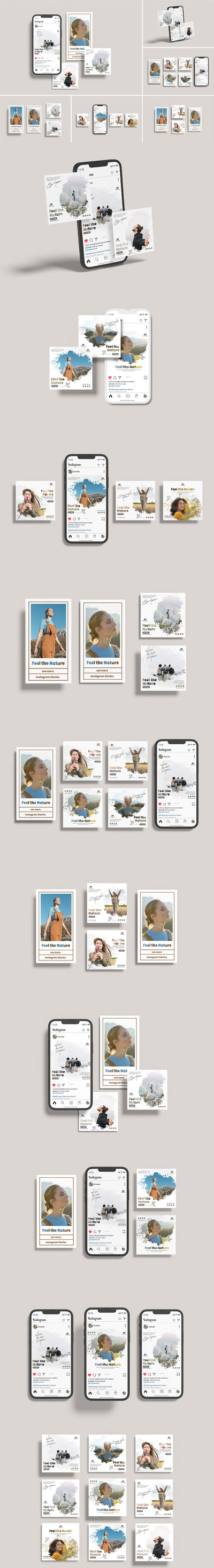 Instagram帖子手机屏幕样机 (PSD)