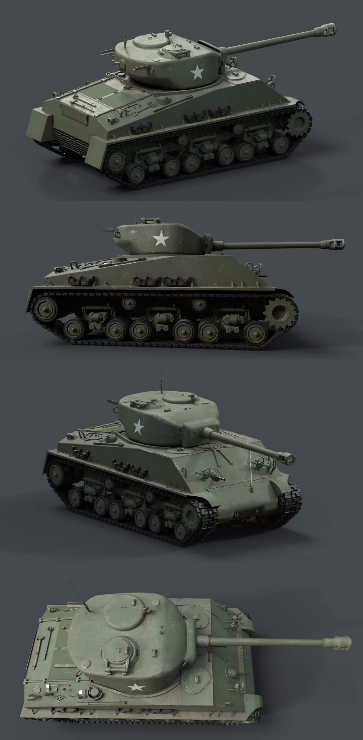 Sherman M4坦克3D模型（OBJ,FBX,MAX）