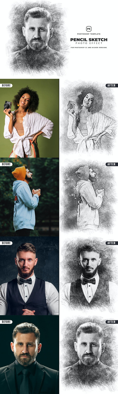 素描效果PS动作 (PSD)