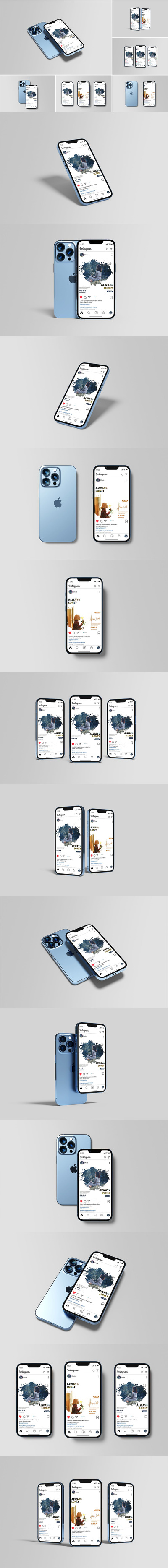 iPhone 13 Pro苹果智能手机样机 (PSD)