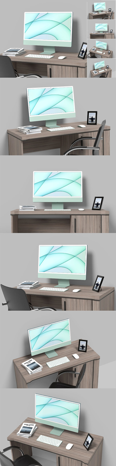 办公场景iMac M1响应式电脑样机 (PSD)