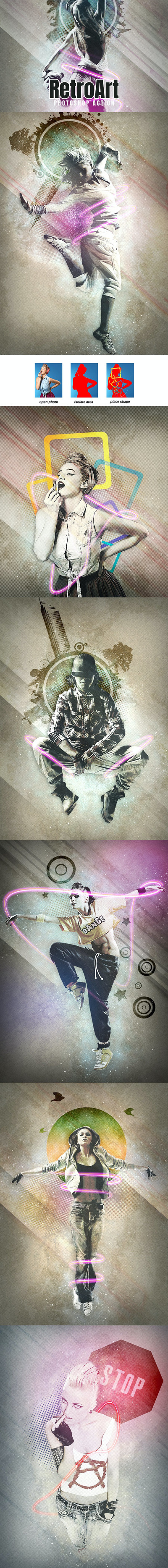 复古艺术-Photoshop动作 (ABR,ATN,PNG)