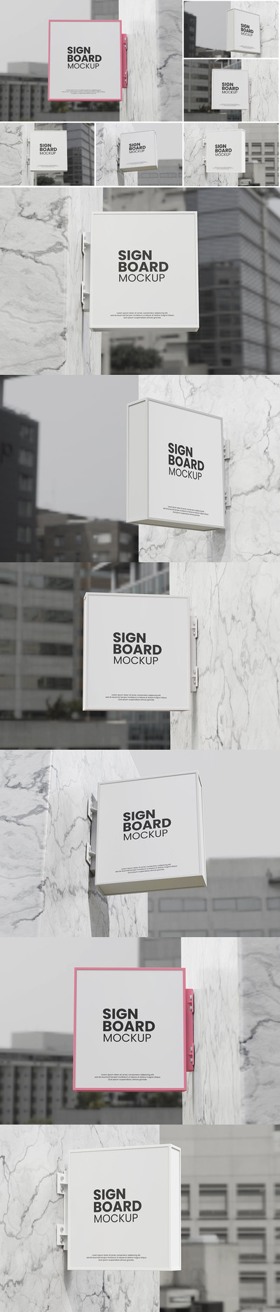 大理石墙广告招牌展示样机 (PSD)
