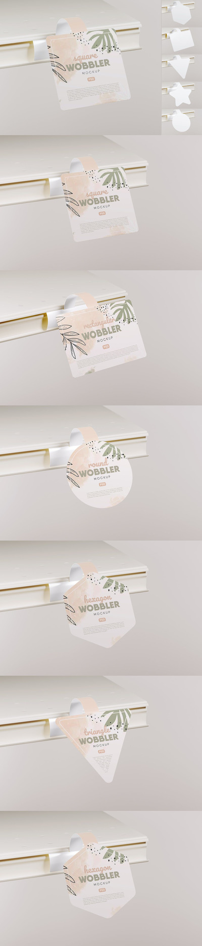 不同形状的货架商品标价牌设计样机 (PSD)