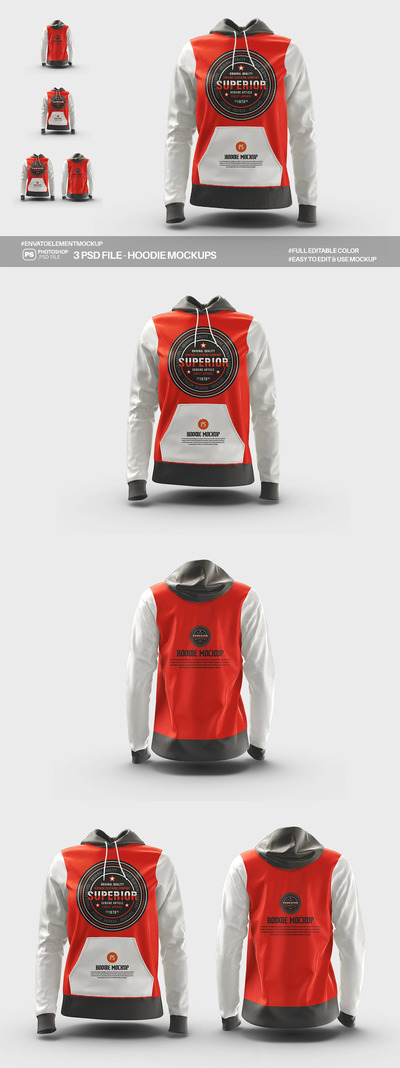 服装连帽衫款式品牌设计样机 (PSD)