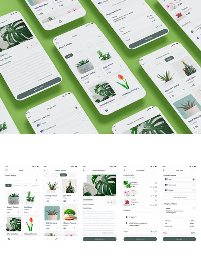 绿植电商植物电商、花园商店和花店应用APP UI KIT (FIG,PSD,XD,SKETCH)