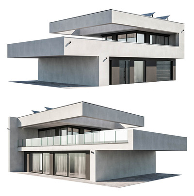 现代双层住宅 房屋3D模型（OBJ,FBX,MAX）