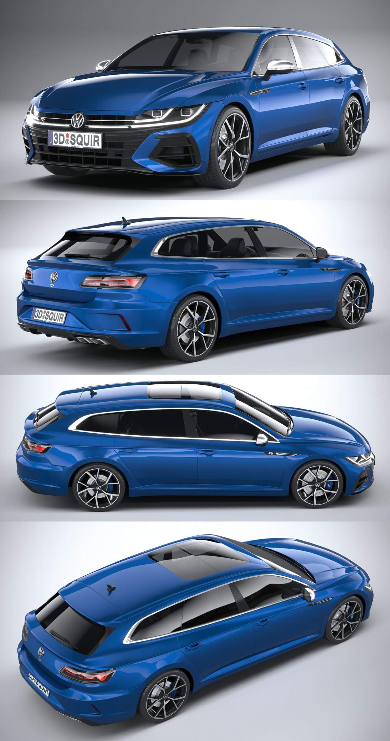 2021大众Volkswagen Arteon Shooting Brake R汽车3D模型（OBJ,FBX,MAX）