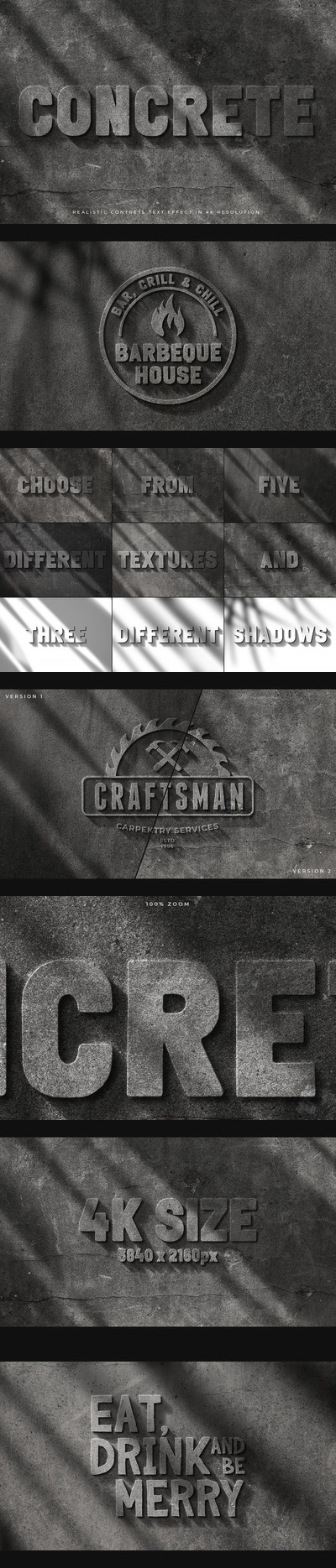 混凝土石材纹理文字效果样式集 (PSD)