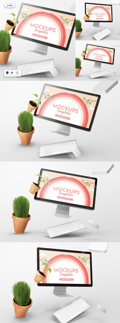 办公桌iMac台式电脑样机 (PSD)