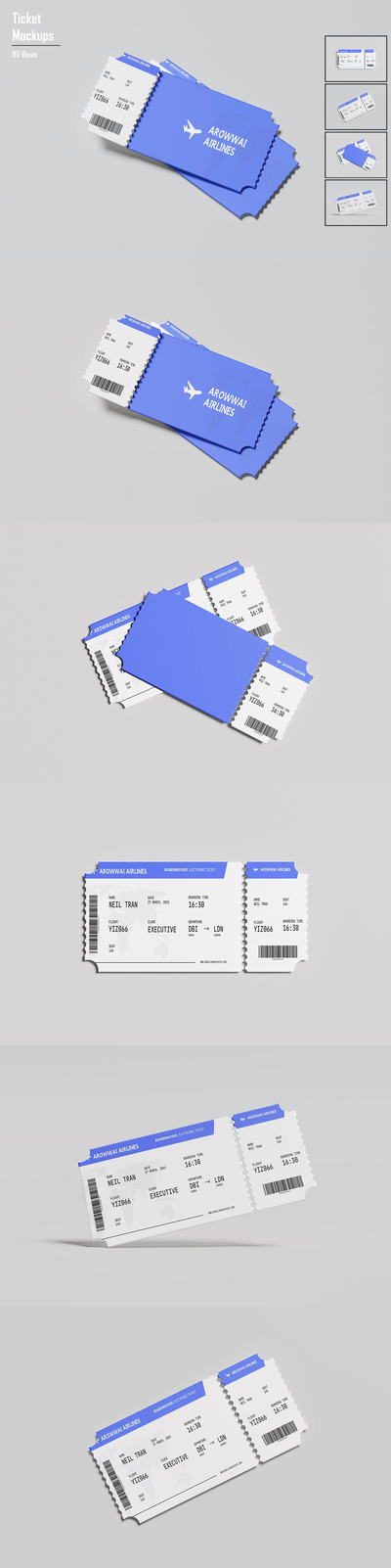 门票机票设计样机 (PSD,PDF)