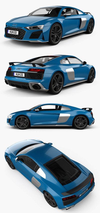 2022奥迪Audi R8 V10 coupe汽车3D模型（OBJ,FBX,MAX）