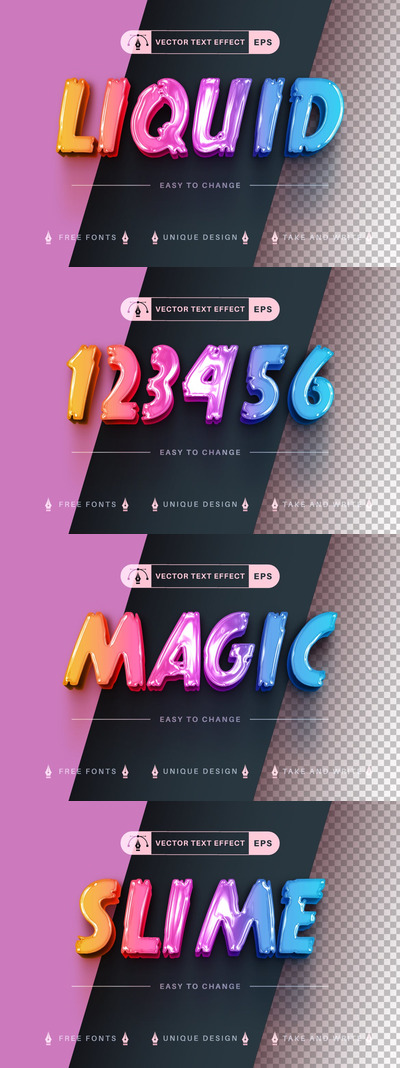 可编辑文本效果，字体样式 (AI,EPS)