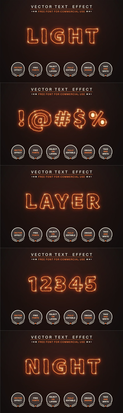 火光-可编辑文本效果，字体样式 (AI,EPS)