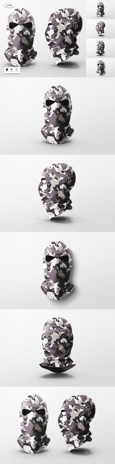 巴拉克拉法帽图案设计样机 (PSD)