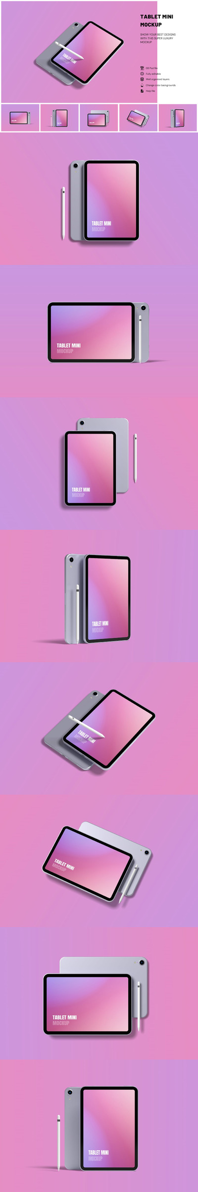 ipad mini平板电脑样机 (PSD,JPG,PDF)