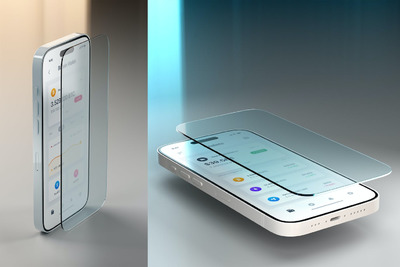 逼真特写防护膜iPhone 14手机样机 (PSD)