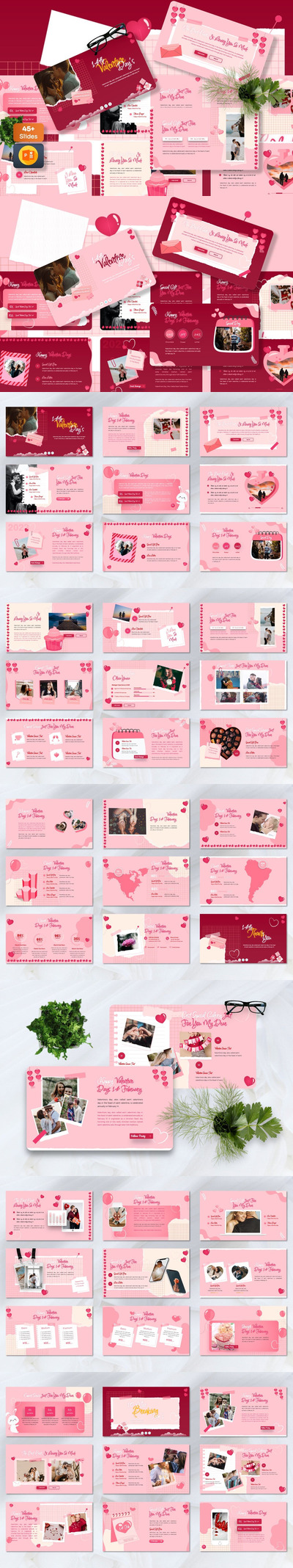 情人节氛围主题PPT模版下载（PPTX）