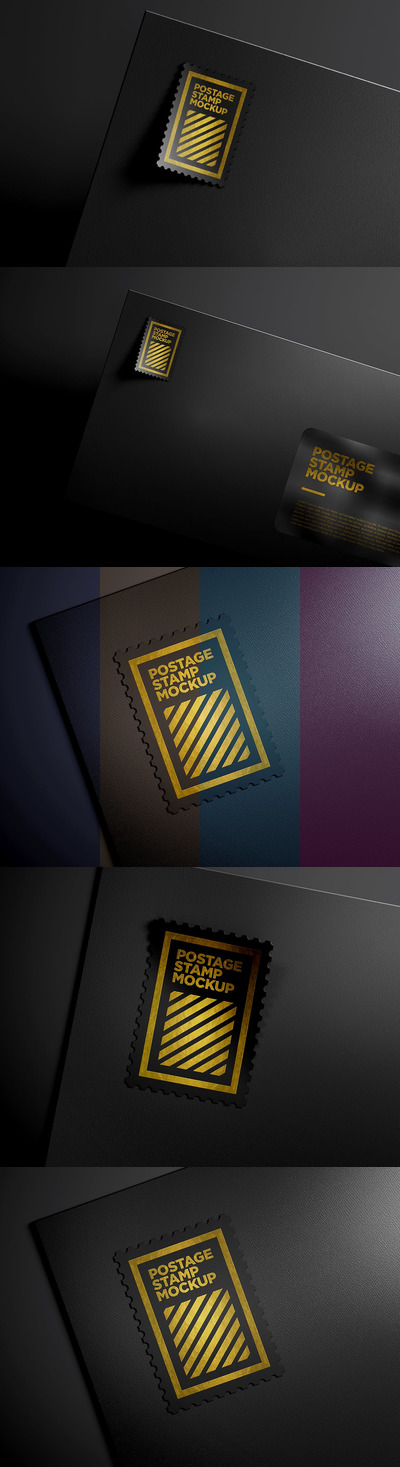 矩形锯齿邮票设计展示样机 (PSD)