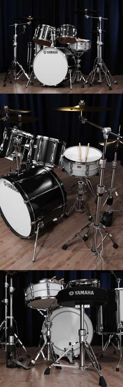 雅马哈YAMAHA recording custom系列鼓组3D模型（FBX,MAX）