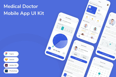 医生移动应用APP UI KIT (FIG,PSD,SKETCH,XD)