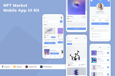 NFT市场移动应用APP UI KIT (SKETCH,FIG,XD,PSD)