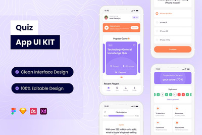 测验移动应用APP UI KIT (FIG,SKETCH,XD)