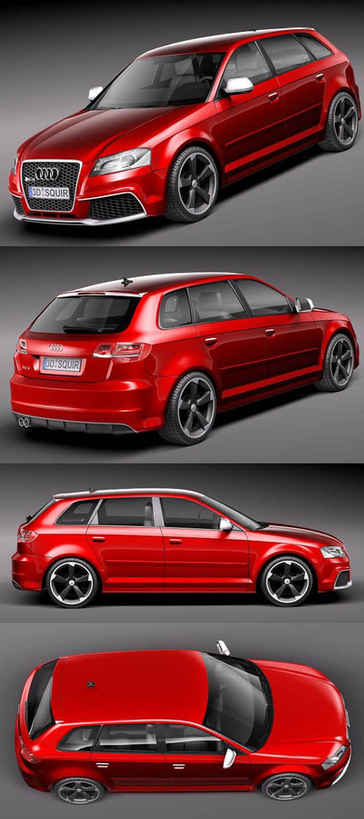 2012奥迪Audi RS3 Sportback汽车3D模型（OBJ,FBX,MAX,C4D,LWO）
