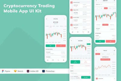 加密货币交易移动应用APP UI KIT (SKETCH,FIG,XD,PSD)