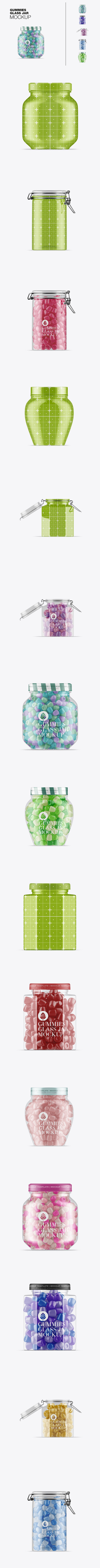 带口香糖的玻璃罐设计样机模板 (PSD)