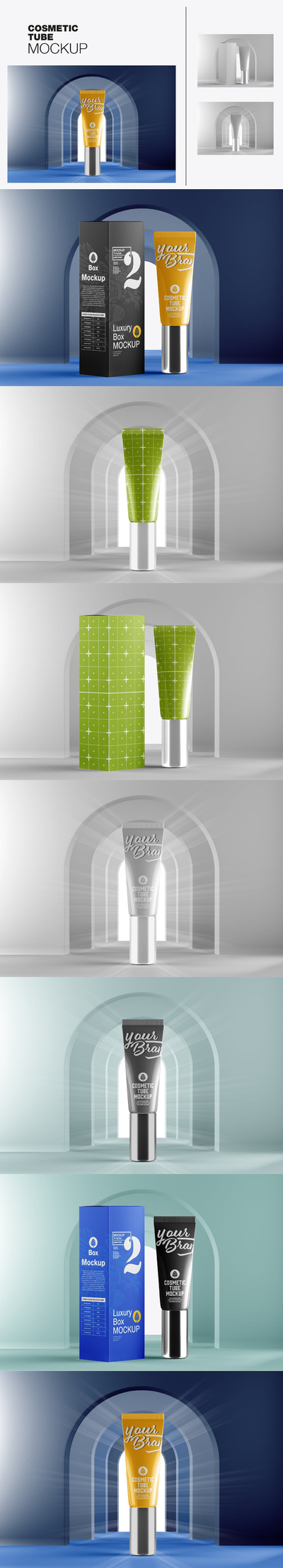 软管美容产品包装设计样机 (PSD)