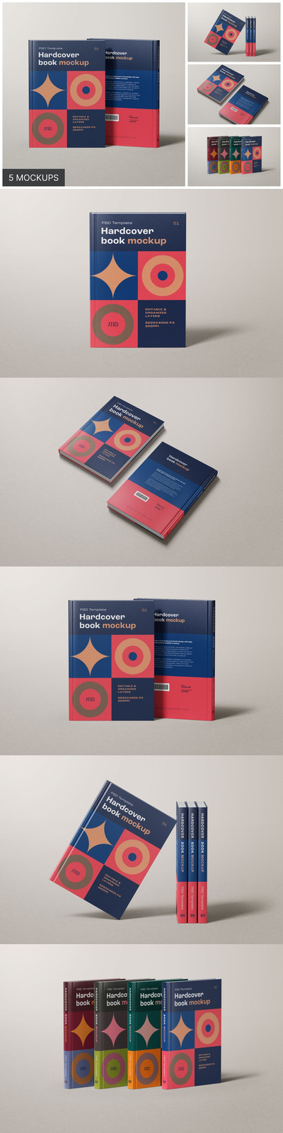 精装硬封书封面设计样机集 (PSD,1.05GB)