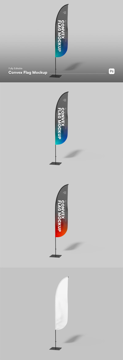 羽毛旗帜品牌推广设计样机 (PSD)