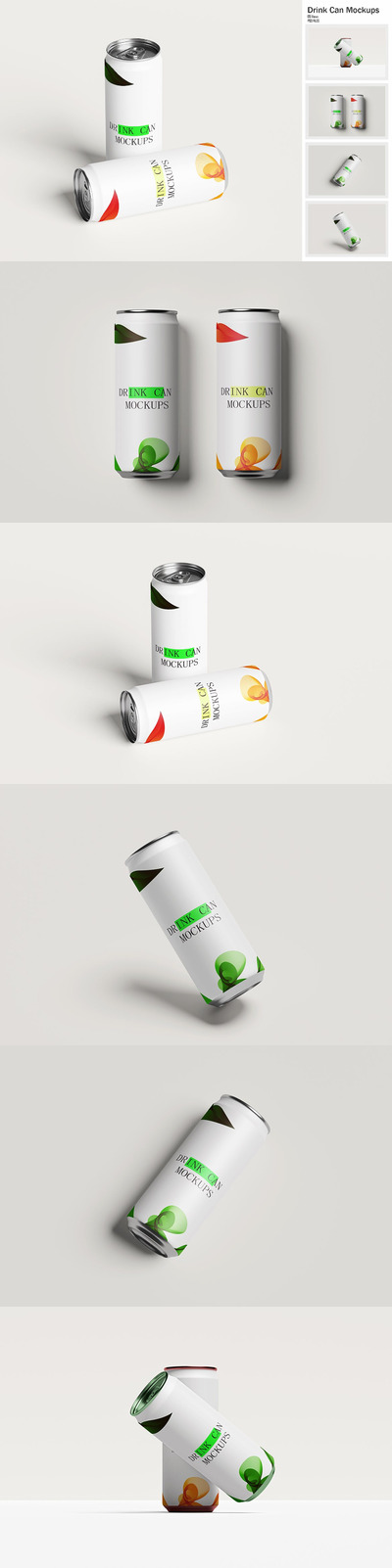 饮料易拉罐包装标签设计样机 (PDF,PSD)