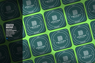 酒杯杯垫系列标签设计样机 (PSD,JPG)