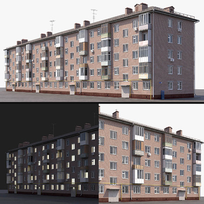 苏维埃红砖房3D模型（OBJ,MAX）