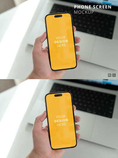 手持iPhone 14 Pro苹果手机样机 (PSD,PDF)