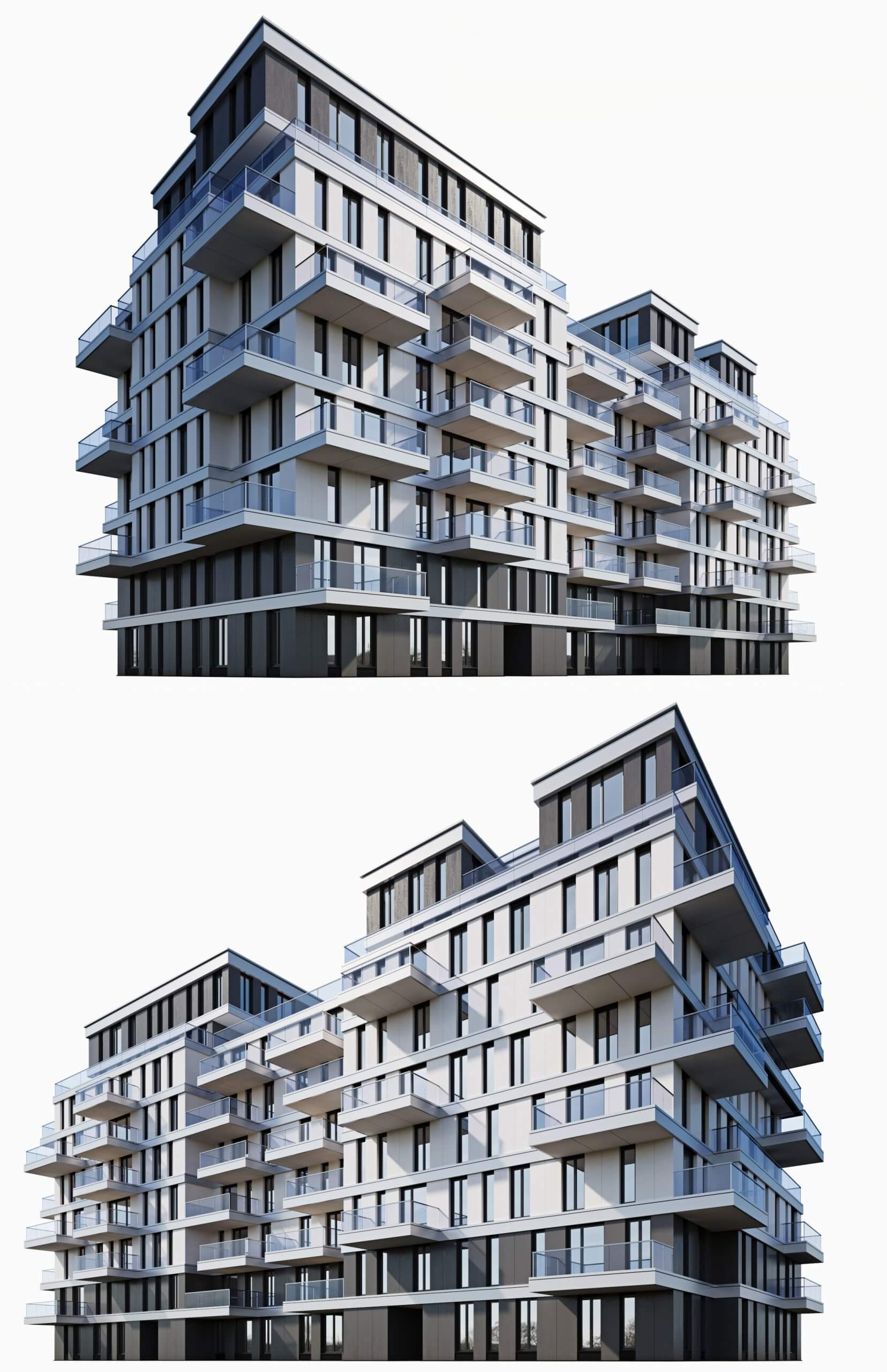 现代小高层住宅公寓3D模型（OBJ,FBX,MAX）