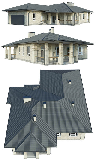 带车库的乡间别墅3D模型（OBJ,FBX,MAX）