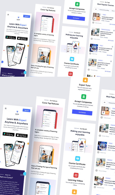 在线课程应用程序登录页面响应