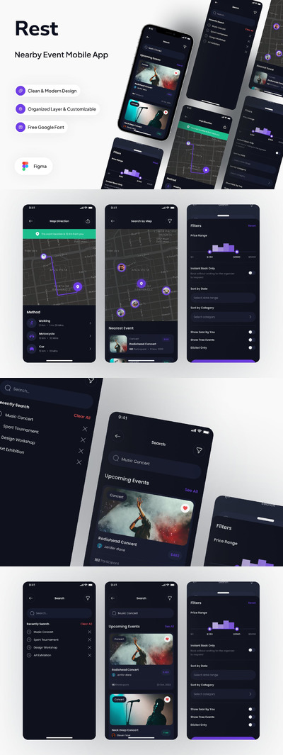 搜索资讯暗模式 App UI Kit