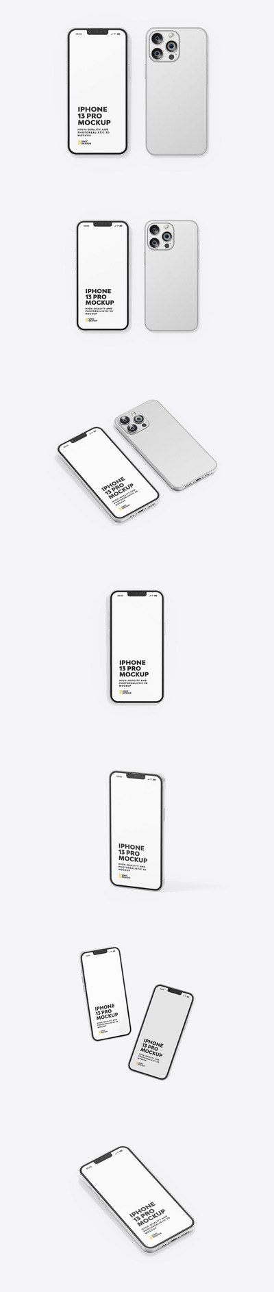 银色iPhone 13 Pro手机样机 (PSD)