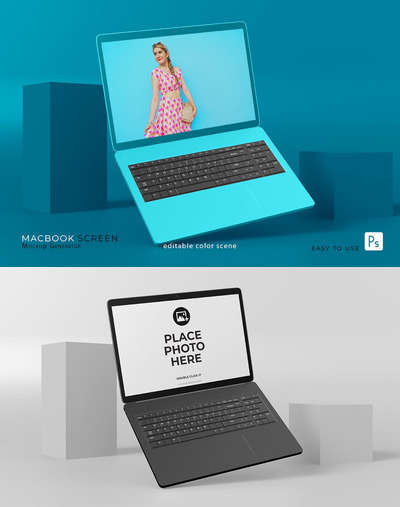 MacBook笔记本电脑屏幕样机 (PSD)