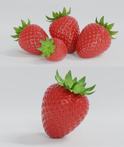 草莓3D模型（OBJ,FBX,BLEND）